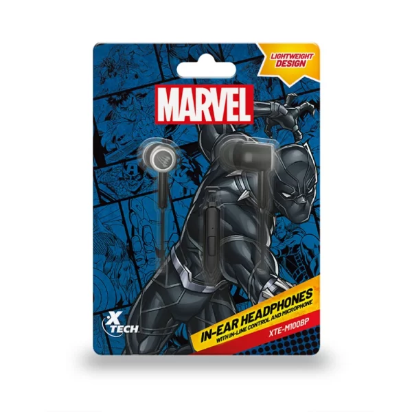Audífonos In-Ear Edición Black Panther con Micrófono y Control en Línea, Modelo XTE-M100BP