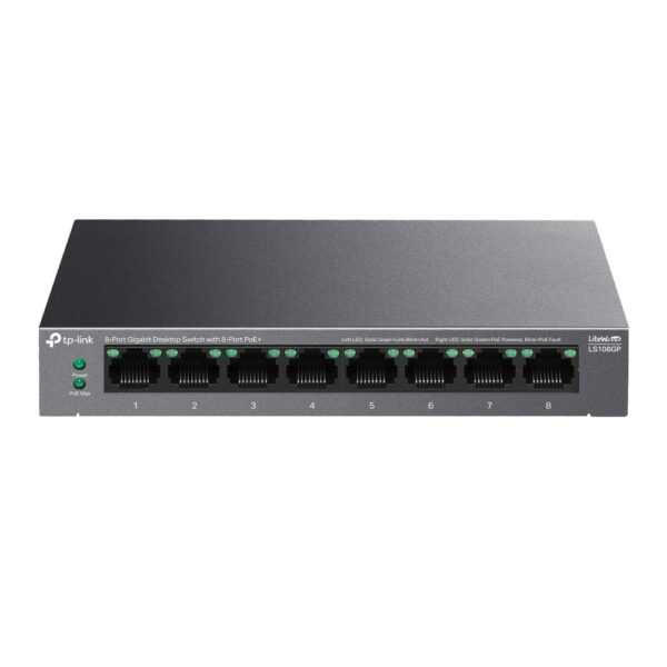TP-Link LS108GP Switch Desktop 8 Puertos Gigabit PoE+ 62W