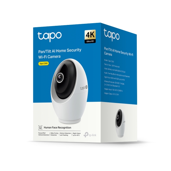 TP-LINK (TAPO C260) 4K - 8MP PAN/TILT AI HOME SECURITY WI-FI