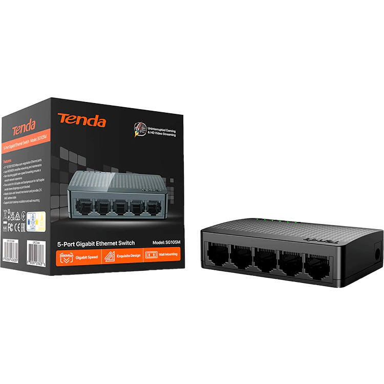 Switch Mini Gigabit Tenda SG105M de 5 Puertos 10/100/1000 Mbps