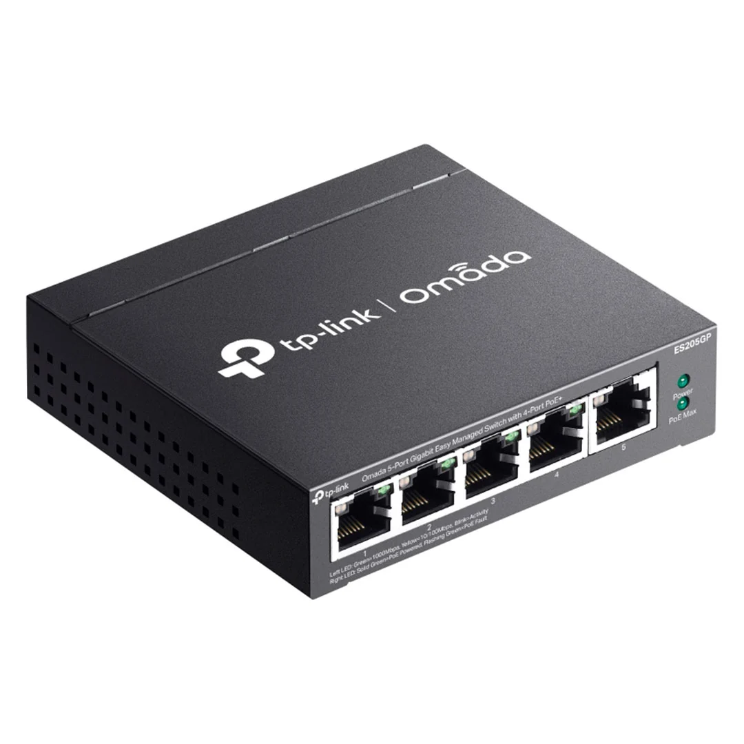 Switch Gigabit Smart Omada TP-Link ES205GP de 5 Puertos con 4 Puertos PoE+ (65W)