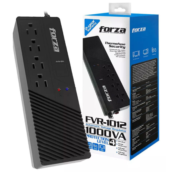 Estabilizador de Voltaje Forza FVR-1012 1000VA / 500W con 4 Tomas