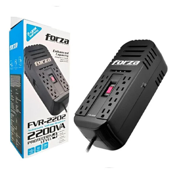 Estabilizador de Voltaje Alta Capacidad Forza FVR-2202 2200VA / 1100W