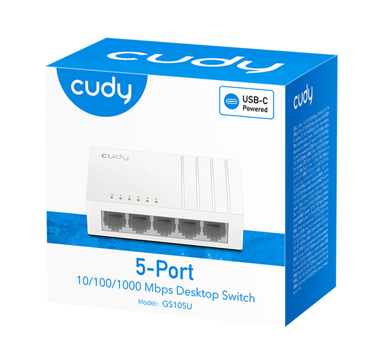 Mini Switch Gigabit Cudy GS105U 5 Puertos 10/100/1000 Mbps con Alimentación USB-C