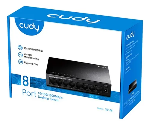 Switch Gigabit Metálico Cudy GS108 8 Puertos 10/100/1000 Mbps