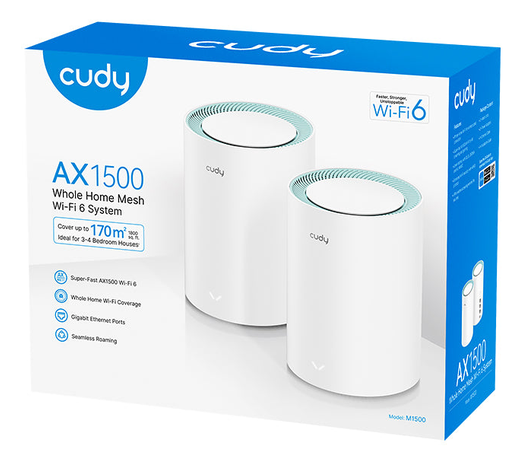 Sistema Wi-Fi 6 Mesh Cudy M1500 (2-Pack) AX1500 Gigabit para Hogar Completo