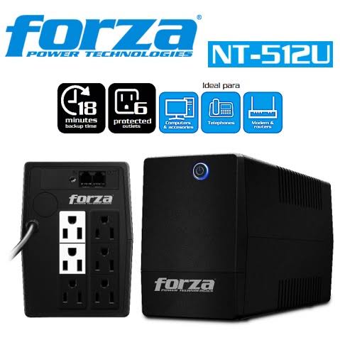 UPS Interactivo Forza NT-512U 500VA / 250W Respaldo de Batería 220V