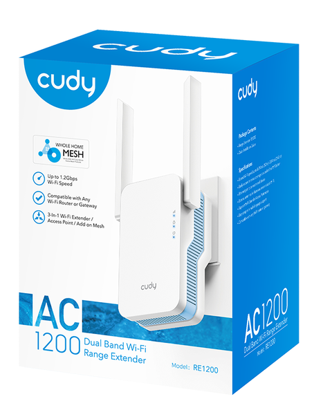 Repetidor Extensor de Rango Wi-Fi Cudy RE1200 Dual Band AC1200 Mesh