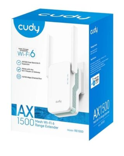 Repetidor Extensor de Rango Wi-Fi 6 Cudy RE1500 AX1500 Mesh con Puerto Gigabit